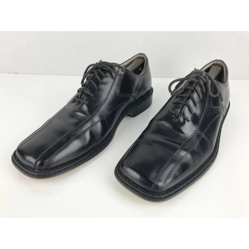 Stacy Adams Oxford Mens Black Leather Square Toe Lace Up Dress Shoes Size 11 M‎